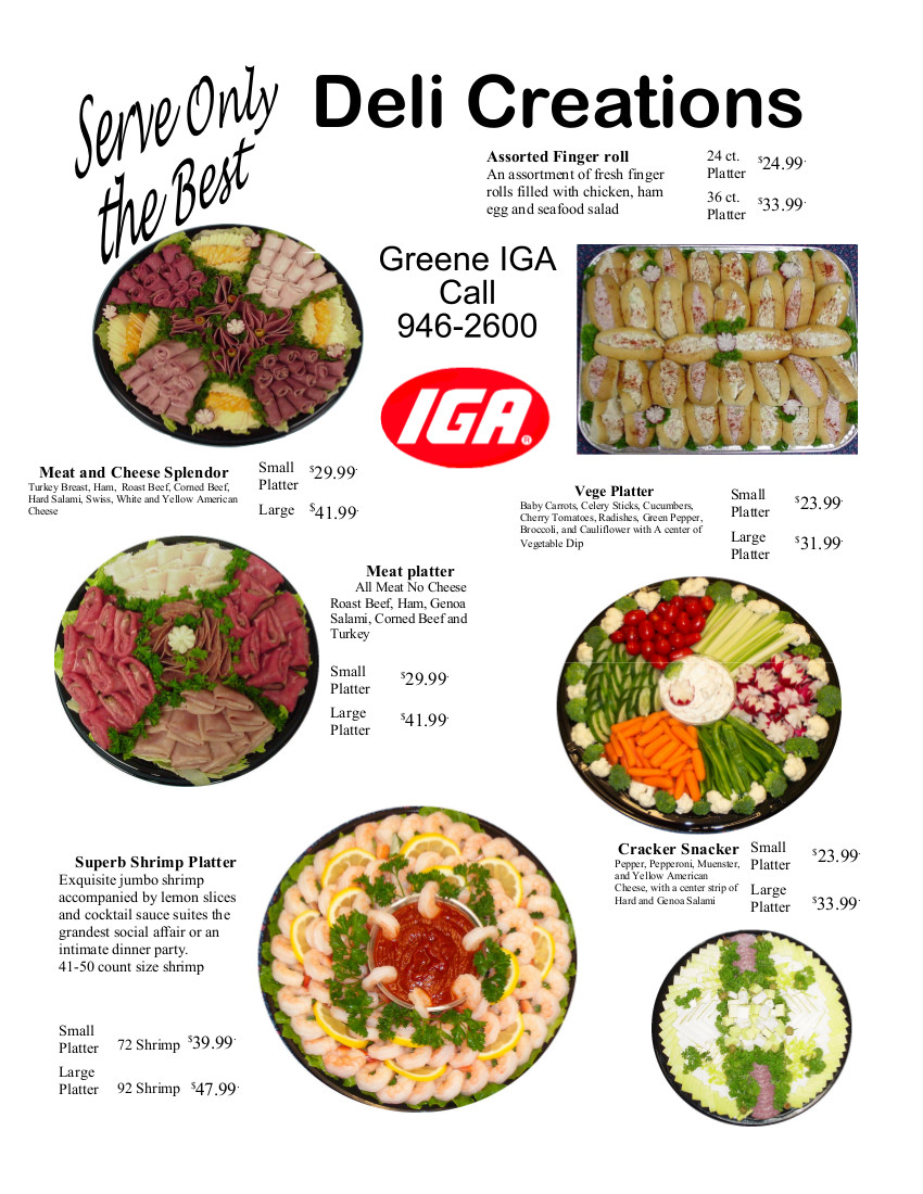 Platter Menu | Greene IGA